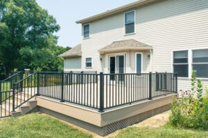 heavenly decks can put black fencing around your porch